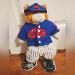 build a bear orange tabby cat With Cool Baseball Clothing!